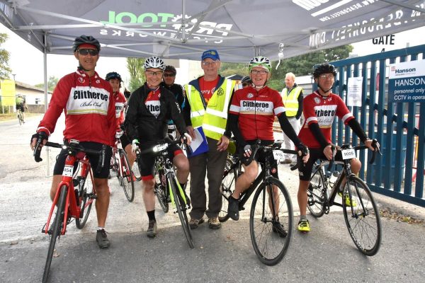 Team of cyclists at the start of the event  