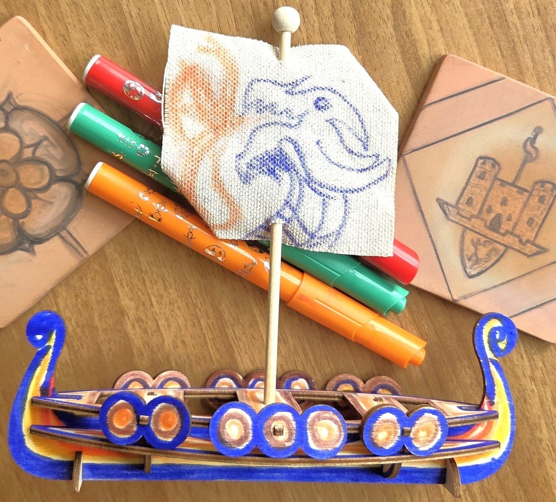 Archaeology-themed Crafts - Medieval Tiles and Roman Ships at the Castle